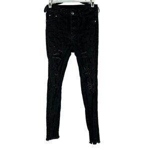 Shein Black Distressed Skinny Jeans Size S Women's Stretch Fit